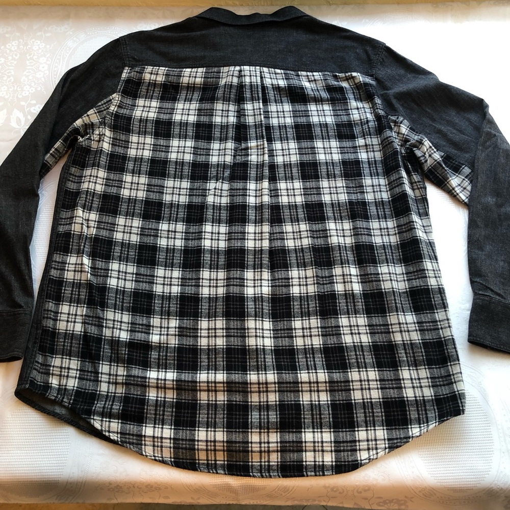 INC International Concepts Gray Plaid Button-Down Collared Shirt Men’s Size XL